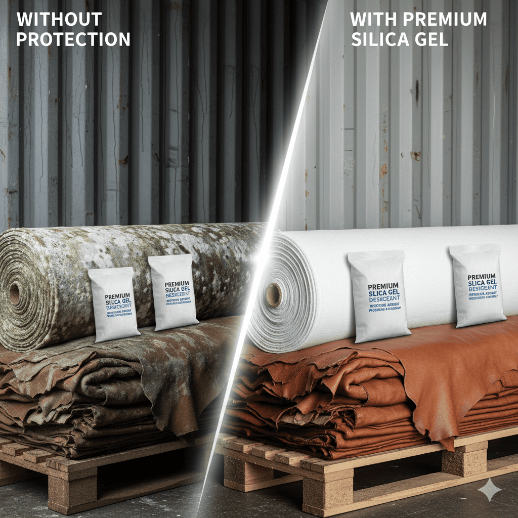 Preventing Fungus and Odor in Textile & Leather Exports Premium Silica Gel Desiccant Solutions